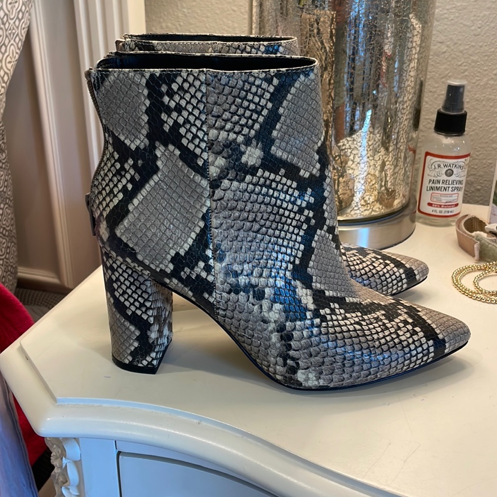 Snakeskin booties
